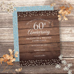 60th Diamond Anniversary Save the Date Rustic Postcard<br><div class="desc">Featuring delicate love hearts confetti on a rustic wood background. Personalise with your special sixty years diamond anniversary save the date information in chic lettering. Designed by Thisisnotme©</div>