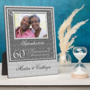60th Diamond Anniversary Silver Photo Plaque