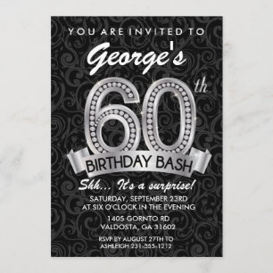 60th Diamond Birthday Invitation Milestone