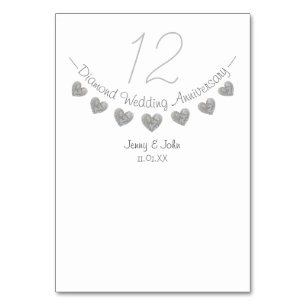 60th diamond heart wedding anniversary table number