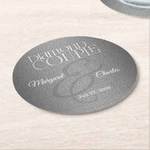 60th Diamond WeddinAnniversary Round Paper Coaster