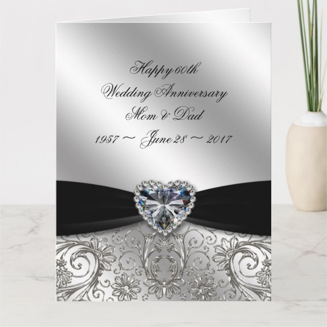 60th Diamond Wedding Anniversary 8.5 x 11 Card (Front)