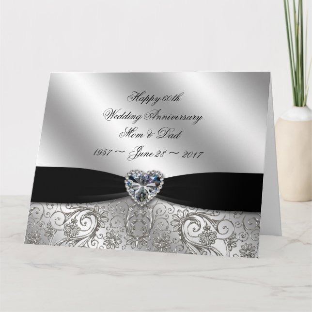 60th Diamond Wedding Anniversary 8.5x11 Card (Front)
