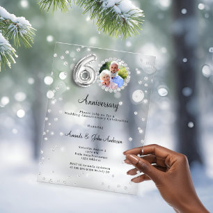 60th diamond wedding anniversary acrylic invitations