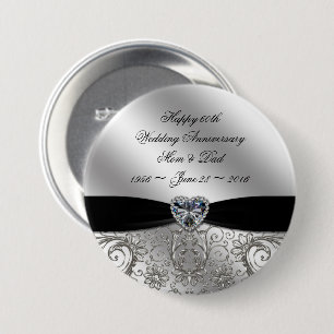 60th Diamond Wedding Anniversary Button