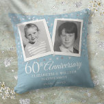 60th Diamond Wedding Anniversary Child Photos  Cushion<br><div class="desc">Your favourite childhood photos and your special 60 years diamond anniversary information in chic white lettering feature on this unique keepsake. The reverse features love hearts confetti. Designed by Thisisnotme©</div>