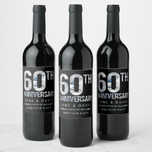 60th Diamond Wedding Anniversary Custom Made Wine Label