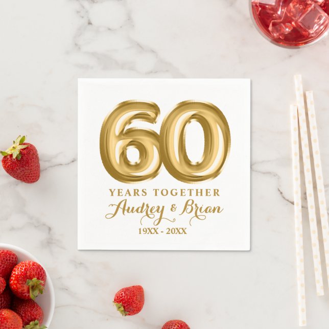 60th Diamond Wedding Anniversary Custom Napkins (Insitu)