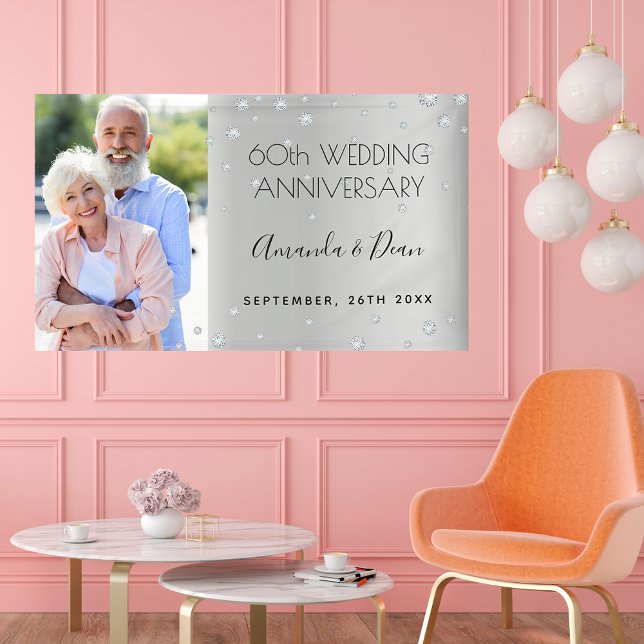 60th diamond wedding anniversary custom photo banner (Creator Uploaded)