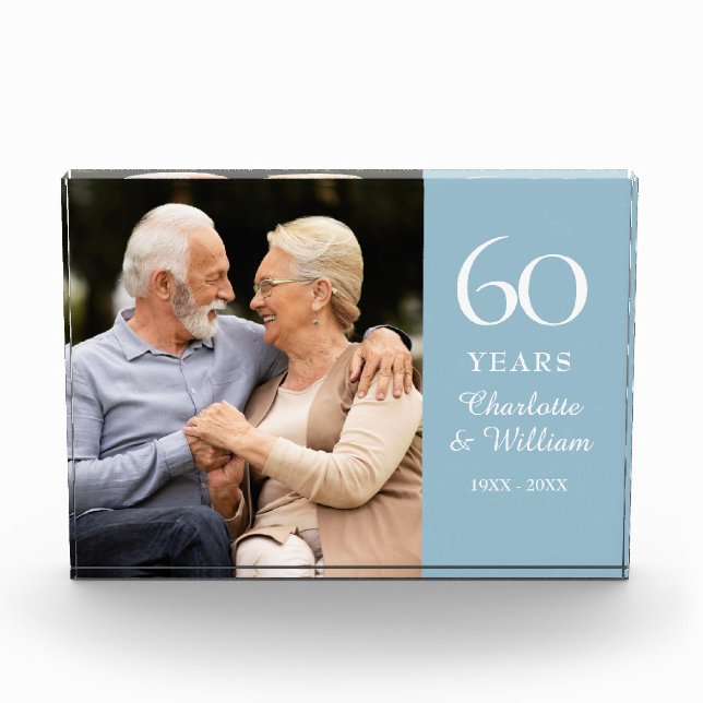 60th Diamond Wedding Anniversary Elegant Photo Block (Front)