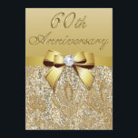 60th Diamond Wedding Anniversary Faux Sequins Bow Invitation<br><div class="desc">Elegant gold personalised 60th Diamond Wedding Anniversary party celebration invitations with a beautiful glittery golden colours printed image sequins pattern, cute shiny gold printed bows and ribbons images and pretty digital diamonds bling jewels on a chic gold gradient background with brown text. Please note: These are flat printed graphics -...</div>