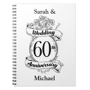 60th Diamond Wedding Anniversary Flowers Notebook