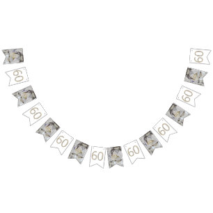 60th Diamond Wedding Anniversary Gold Typography Bunting
