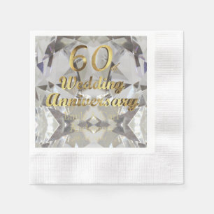 60th Diamond Wedding Anniversary Gold Typography Napkin