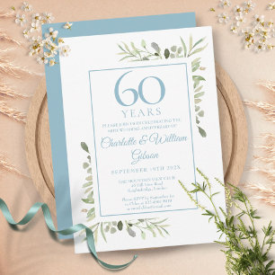 60th Diamond Wedding Anniversary Greenery  Invitation