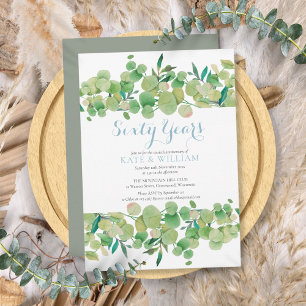 60th Diamond Wedding Anniversary Greenery Invitation