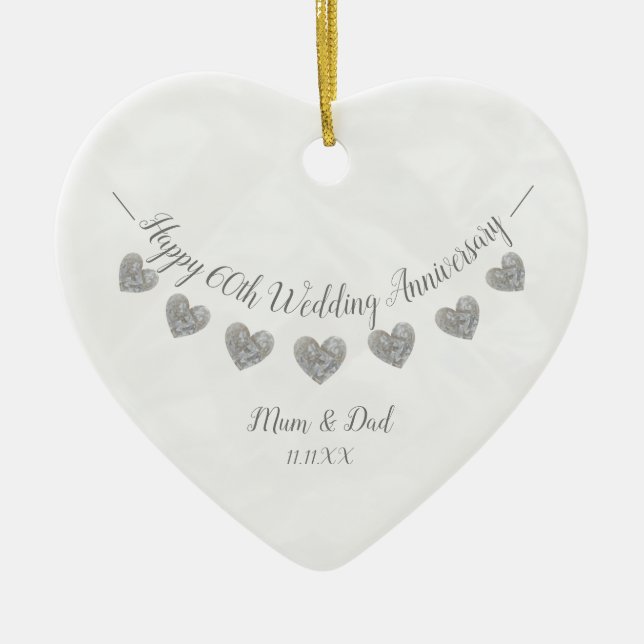 60th Diamond Wedding anniversary mum & dad Ceramic Ornament (Front)