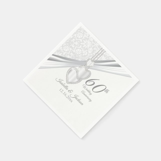 60th Diamond Wedding Anniversary Napkin (Corner)