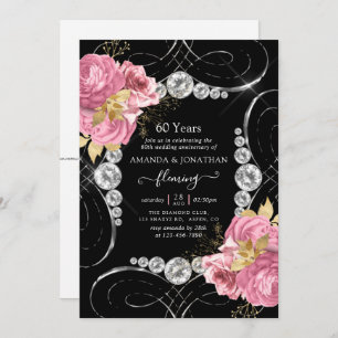 60th Diamond Wedding Anniversary Party Invitation