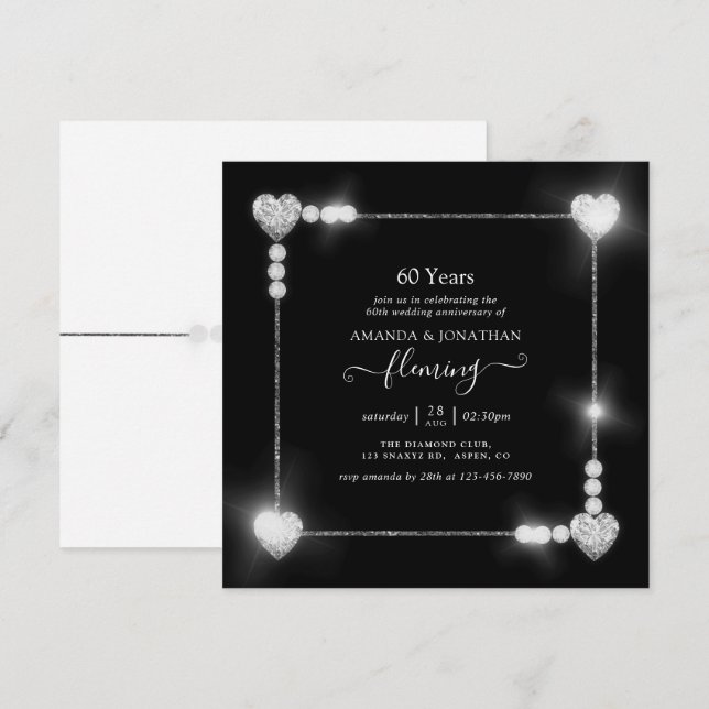 60th Diamond Wedding Anniversary Party Invitation (Front/Back)
