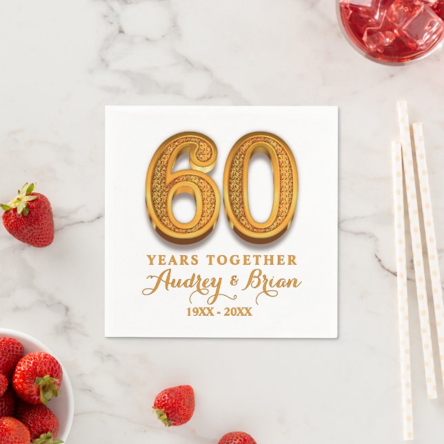 60th Diamond Wedding Anniversary Party Tableware Napkin (Insitu)