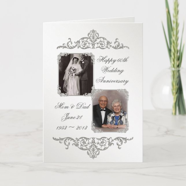 60th Diamond Wedding Anniversary Photo Card (Front)