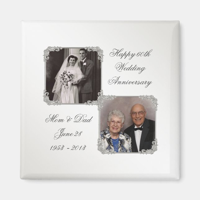 60th Diamond Wedding Anniversary Photo Magnet (Front)