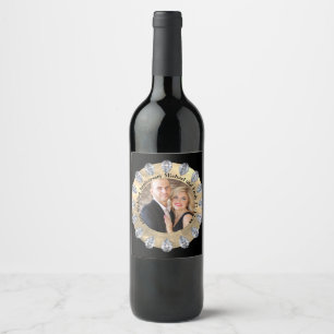 60th Diamond Wedding Anniversary PHOTO Personalise Wine Label