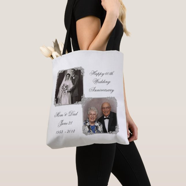 60th Diamond Wedding Anniversary Photo Tote Bag (Close Up)