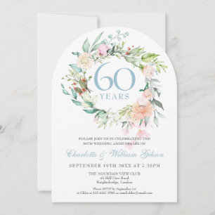 60th Diamond Wedding Anniversary Roses Floral Arch Invitation