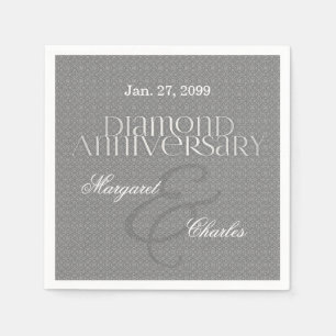 60th Diamond Wedding Anniversary Silver Napkin