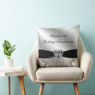 60th Diamond Wedding Anniversary Throw Pillow