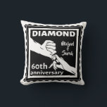 60th diamond wedding anniversary traditional cushion<br><div class="desc">If you would like any help customising this design,  please use the ask this designer button,  just below this text. This design has a vector illustration of a husband and wife holding hands. A romantic design for your 60th,  sixtieth wedding anniversary. The traditional gift for this anniversary is diamonds.</div>