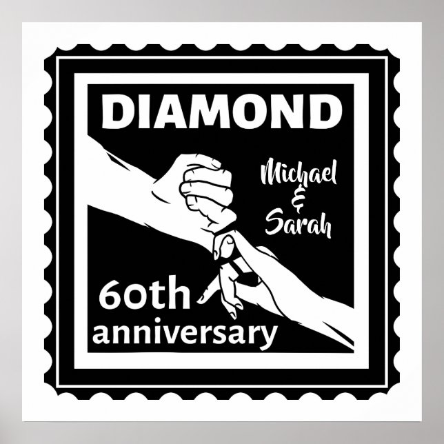 60th diamond wedding anniversary traditional poster (Front)