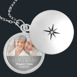 60th Diamond Wedding Annivsersary Photo Locket Necklace<br><div class="desc">Upload a photo of the anniversary couple or a photo of their wedding day and personalise with the couple's names and anniversary in this 60th silver damask Diamond Wedding Anniversary necklace. A lovely gift for the gem of a wife from her husband or her kids. Available in a variety of...</div>