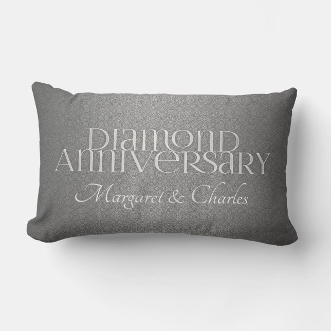 60th Diamond Wedding Annivsersary  Photo Lumbar Cushion (Front)