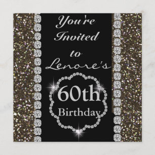 60th ELEGANT CRYSTAL Birthday Party Invitation