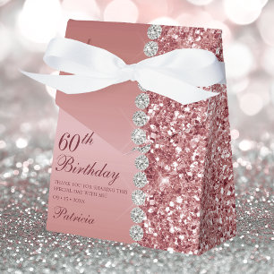 60th Elegant Rose Gold Birthday Favour Box