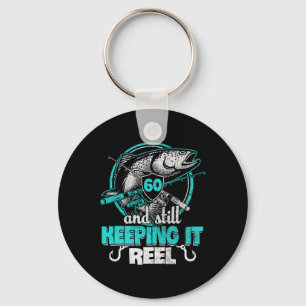 60th Fishing Funny Birthday Shirt Fisherman Keepin Key Ring