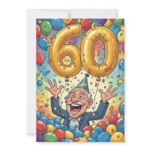 60th Funny Grandpa in Birthday card Balloon Shower