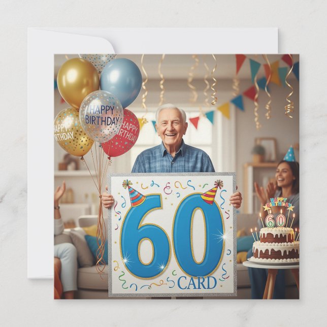 60th funny Grandpa with Giant birthday cards (Front)