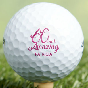 60th Gift for Grandmother Pink Script Amazing Golf Balls
