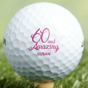 60th Gift for Mum Pink Script Amazing Golf Balls
