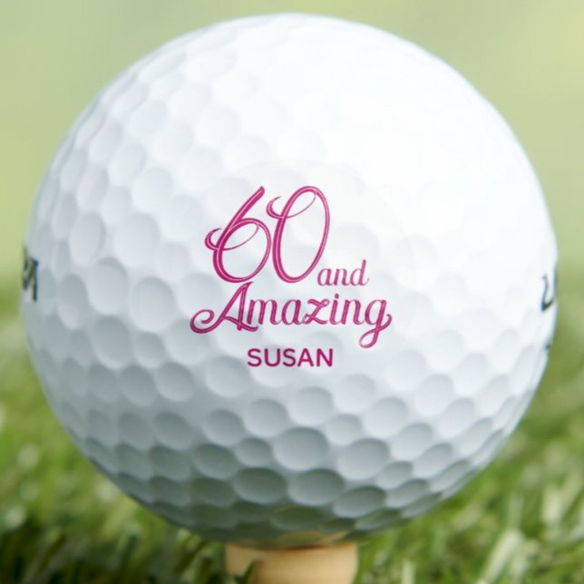 60th Gift for Mum Pink Script Amazing Golf Balls (Creator Uploaded)