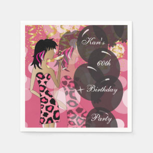 60th Girl Birthday Bash Party Template DIY Napkin