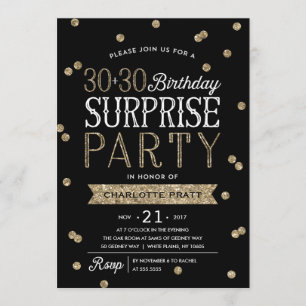 60th Glitter Confetti Surprise Party Invitation