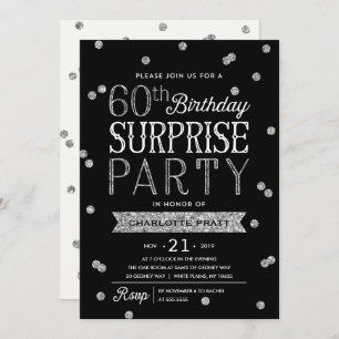 60th Glitter Confetti Surprise Party Invitation