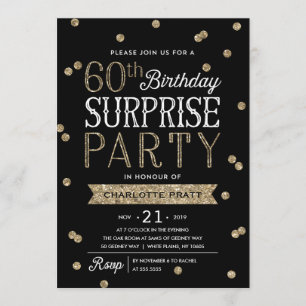 60th Glitter Confetti Surprise Party Invitation