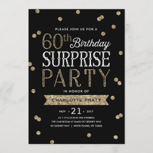 60th Glitter Confetti Surprise Party Invitation