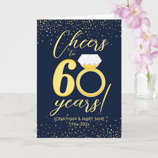 60th Gold Wedding Anniversary Cheers Card (Orchid)